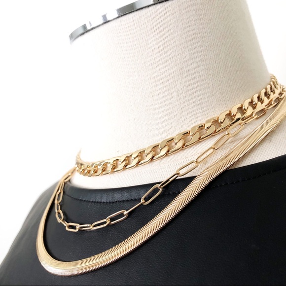 House of Harlow 1960 Jewelry - New HOUSE OF HARLOW 1960 Multi Gold Chunky Chain Necklace 14” + 4” Layered